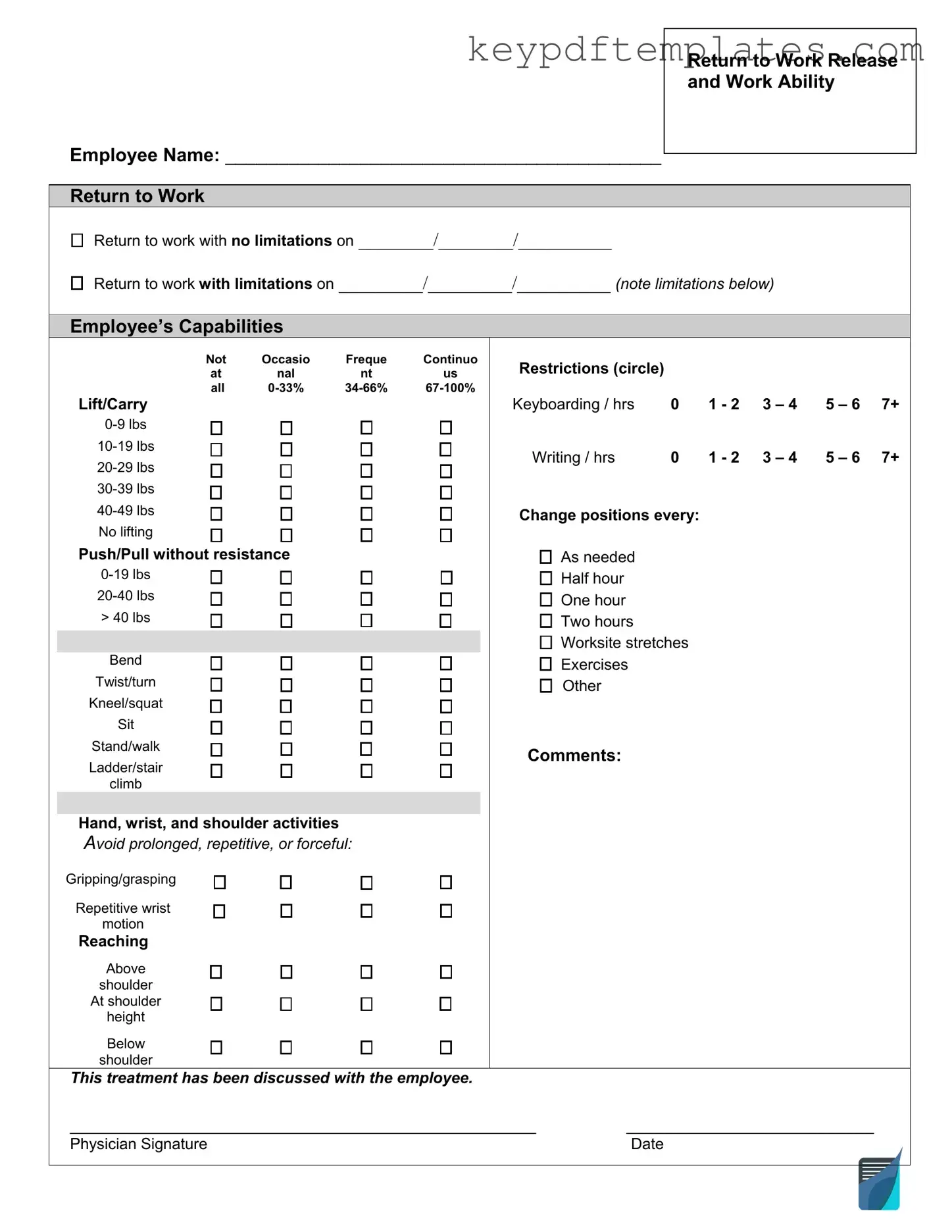 Get Work Release Form